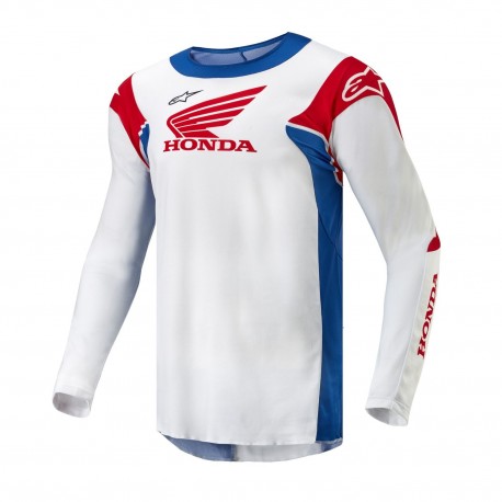 dres RACER ICONIC HONDA kolekce, ALPINESTARS (bílá/modrá/červená/černá) 2025