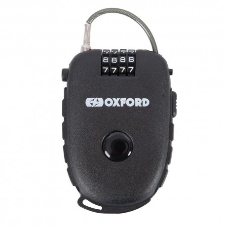 svinovací lankový zámek RETRACTABLE COMBINATION LOCK, OXFORD (délka 0,75 m, tl. 2,4 mm, černý)