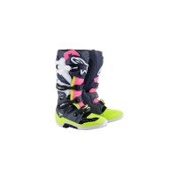 boty TECH 7, ALPINESTARS (černá/modrá/růžová/žlutá fluo)