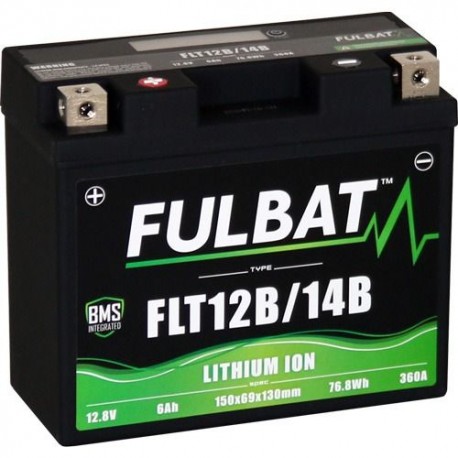 Lithiová motobaterie LiFePO4 YT12B-BS, YT14B-BS FULBAT 12V, 6Ah, 360A, hmotnost 0,82 kg, 150x69x130