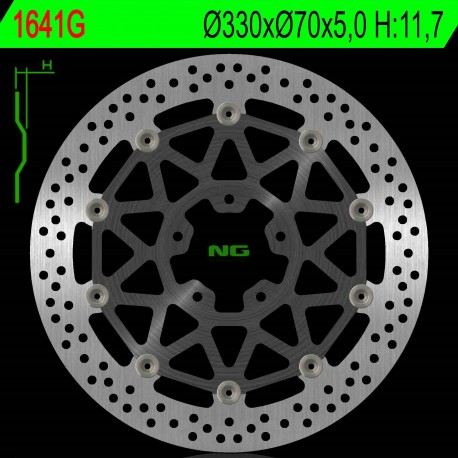 NG přední brzdový kotouč KAWASAKI ZX 10R 17-18 (330X70X5,0MM) (5X10,5MM) plovoucí (ALU střed)