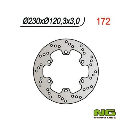 NG přední brzdový kotouč KAWASAKI KMX 125 (86-03) (230X120X4) 6 mont. otvorů.10,5